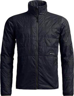 Schwarze Steppjacke mit hohem Kragen und durchgehendem Reißverschluss. Schwarze Steppjacke mit hohem Kragen und durchgehendem Reißverschluss.