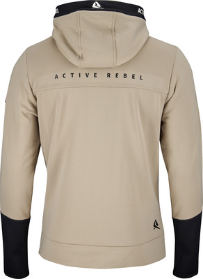 Rückseite eines beige Hoodie mit schwarzem Aufdruck Rückseite eines beige Hoodie mit schwarzem Aufdruck