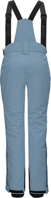Blaue Skihose mit Latz und schwarzen Trägern.