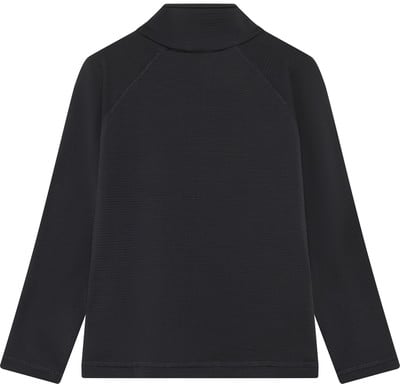 Schwarzes Langarmshirt mit Stehkragen und feinem Muster. Schwarzes Langarmshirt mit Stehkragen und feinem Muster.