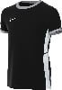 Schwarzes Nike-T-Shirt mit grauem Kragen und weißen Seitenteilen.