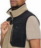 Herren-Weste in Beige mit schwarzen Einsätzen und hohem Kragen.
