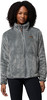 Grauer Fleece-Pullover für Damen mit Stehkragen und gestepptem Muster.