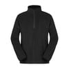 Schwarzer Fleece-Pullover mit Reißverschluss am Kragen und Tasche.
