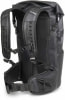 Schwarzer Rucksack mit gepolsterten Trägern und Hüftgurt, CUBE-Logo.