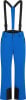 Blaue Skihose mit schwarzen Hosenträgern und schwarzen Einsätzen an den Beinabschlüssen.