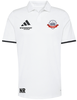 Weißes Poloshirt mit Adidas- und Sport Union Lasberg-Logo.