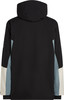 Schwarze Kapuzenjacke mit farbigen Einsätzen an den Ärmeln.