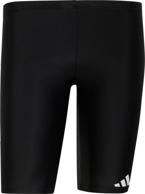Schwarze Badehose mit Adidas-Logo am Bein. Schwarze Badehose mit Adidas-Logo am Bein.