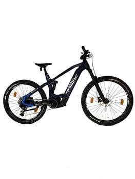 Dunkelblaues Haibike Mountain E-Bike mit Federung