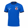 Blaues Sport-T-Shirt mit Vereinslogo und Intersport-Aufdruck.