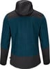 Blaue Herrenjacke mit Kapuze und schwarzen Details, mit texturiertem Muster.