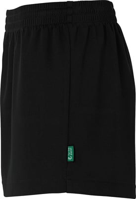 Schwarze Shorts mit elastischem Bund und grünem 'for the planet'-Etikett. Schwarze Shorts mit elastischem Bund und grünem 'for the planet'-Etikett.