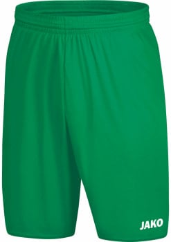 Grüne Shorts mit weißem JAKO-Logo am rechten Bein.