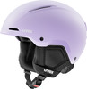 Ein violetter UVEX Skihelm mit verstellbaren Gurten und Belüftung.