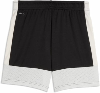 Schwarze Shorts mit weißen Streifen und DRYCELL-Logo, perforierter Saum.