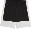 Schwarze Shorts mit weißen Streifen und DRYCELL-Logo, perforierter Saum.