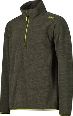 Grüner Fleecepullover mit Stehkragen und Kontrastreißverschluss Grüner Fleecepullover mit Stehkragen und Kontrastreißverschluss