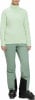 Damen hellgrüner Fleece-Pullover mit Stehkragen und grüner Skihose.