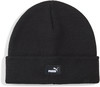 Schwarze Puma-Strickmütze mit Markenlogo auf der Vorderseite.