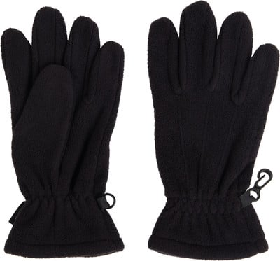 Schwarze Fleecehandschuhe mit Handgelenk Schlaufen und Clips. Schwarze Fleecehandschuhe mit Handgelenk Schlaufen und Clips.