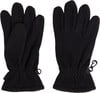 Schwarze Fleecehandschuhe mit Handgelenk Schlaufen und Clips.