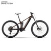 Braunes Fullsuspension-Mountainbike mit AVINOX DRIVE SYSTEM Schriftzug.