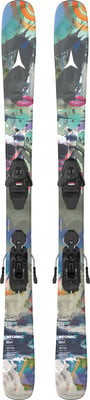Atomic-Ski mit auffälligem Farbmuster und schwarzer Bindung. Atomic-Ski mit auffälligem Farbmuster und schwarzer Bindung.