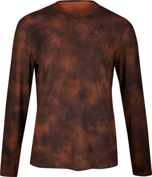 Herren-Langarmshirt mit braunem Muster und Logo auf der Brust.