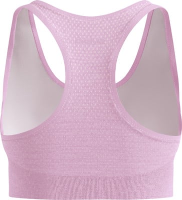 Ein rosa Sport-BH mit zartem Muster und Racerback-Design. Ein rosa Sport-BH mit zartem Muster und Racerback-Design.