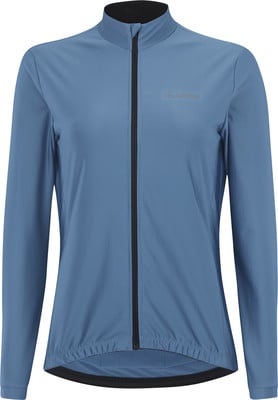 Blaue Herrenjacke mit langen Ärmeln und schwarzem durchgehendem Reißverschluss. Blaue Herrenjacke mit langen Ärmeln und schwarzem durchgehendem Reißverschluss.