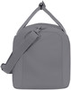 Graue Tasche mit verstellbarem Schultergurt und oberem Griff.