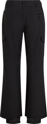 Schwarze Cargohose mit Oberschenkeltaschen und elastischen Beinabschlüssen.