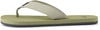 Grüne Flip-Flop-Sandale mit beigem Riemen und dunkler Sohle.