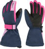 Kinder-Skihandschuhe in Dunkelblau mit rosa Details und Logo.