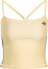 Damen-Crop-Top von Adidas in Beige mit dunklen Seitenstreifen und Logo.