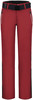 Rote Skihose mit schwarzem Gürtel und Reißverschlüssen an den Taschen.