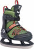 Grüne K2 Raider Ice Kinder-Eislaufschuhe mit schwarzen und orangen Details.