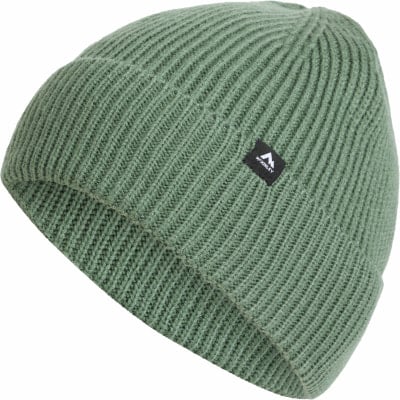 Grüne Rippstrickmütze von McKinley mit Markenlogo. Grüne Rippstrickmütze von McKinley mit Markenlogo.