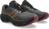 Herren-Laufschuhe Asics GT-2000 11 GORE-TEX in Dunkelgrau mit orangefarbenen Akzenten.