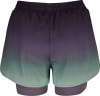 Damen-Shorts mit Ombre-Muster, dunkelviolett zu grün verlaufend.