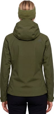 Grüne Damenjacke mit Kapuze und grünem Stirnband. Grüne Damenjacke mit Kapuze und grünem Stirnband.