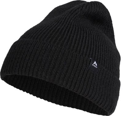 Schwarze Strickmütze mit McKinley-Logo auf dem Etikett.