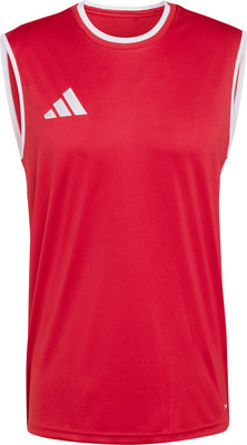 Rotes Adidas Tanktop mit weißem Besatz und Logo. Rotes Adidas Tanktop mit weißem Besatz und Logo.