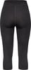 Schwarze Damen-Capri-Leggings aus meliertem Material mit hohem Bund.