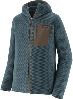 Blaue Patagonia Fleecejacke für Herren mit Reißverschluss und Tasche.