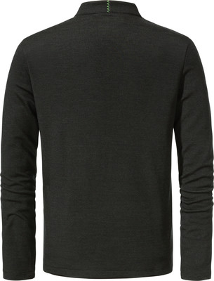 Dunkelgraues Herren-Langarmshirt mit grüner Naht am Kragen. Dunkelgraues Herren-Langarmshirt mit grüner Naht am Kragen.