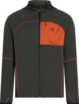 Herren dunkelgraues Kapuzen-Sweatshirt mit orangefarbenem Brustdetail.