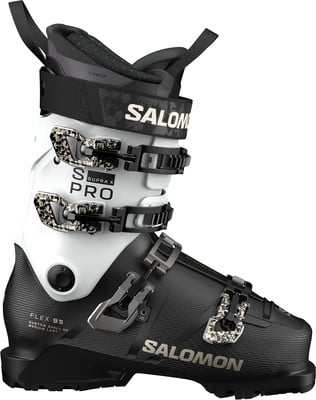 Salomon S/Pro Supra X 95 Skischuh in Schwarz und Weiß. Salomon S/Pro Supra X 95 Skischuh in Schwarz und Weiß.