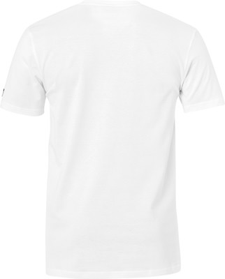 Rückansicht eines weißen T-Shirts mit kurzen Ärmeln. Rückansicht eines weißen T-Shirts mit kurzen Ärmeln.